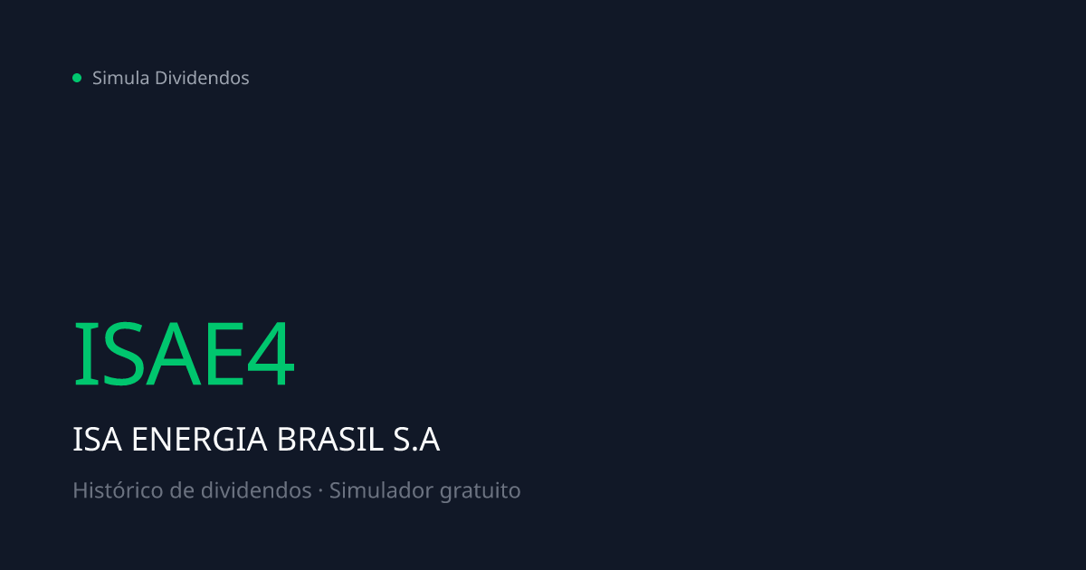 Simulador de dividendos ISAE4 — ISA ENERGIA BRASIL S.A | Simula ...